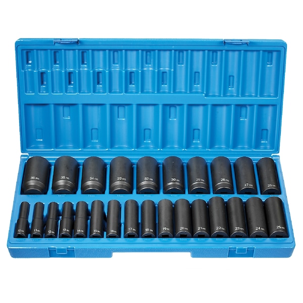SKT SET  1/2"DR 26 PC DEEP METRIC 12PT I